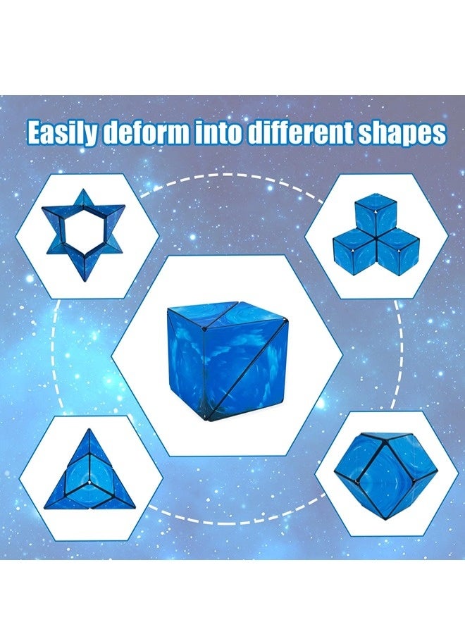 ShebSheb Magnetic Transforming Cube - Shape Shifting Double Creativity Puzzle w/ 36 Rare Earth Magnets - Transforms Into Over  Shapes.(Blue) - Image 4