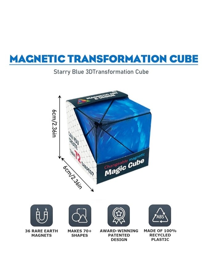 ShebSheb Magnetic Transforming Cube - Shape Shifting Double Creativity Puzzle w/ 36 Rare Earth Magnets - Transforms Into Over  Shapes.(Blue) - Image 2
