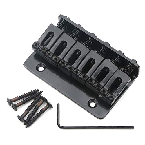 Swhmc 6 String Electric Guitar Hard Tail Bridge Saddle Black Top Load Tailpiece Set with Wrench and Screws - Image 1