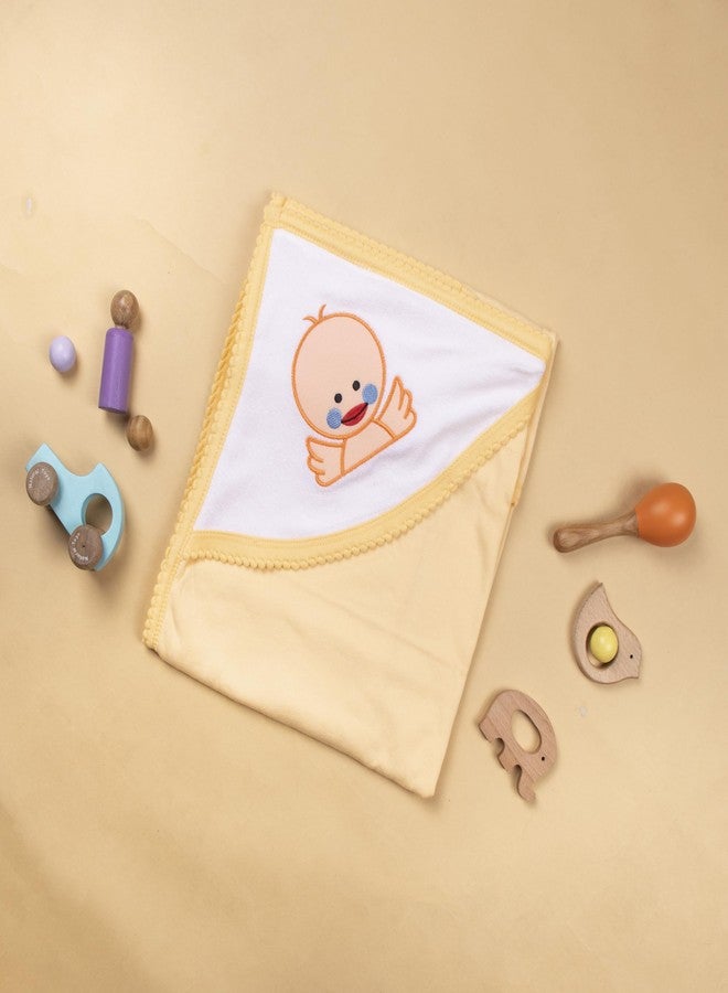 Tinycare Cotton Bath Hooded Towel for New Born, Extra Soft Terry Fabric Printed Towel for Kids/Toddler/Infants 72 x 72cm, Quick Absorbent, Reusable Napkins Bathing Towels (Peach- 1P) 0-12 Months - Image 2