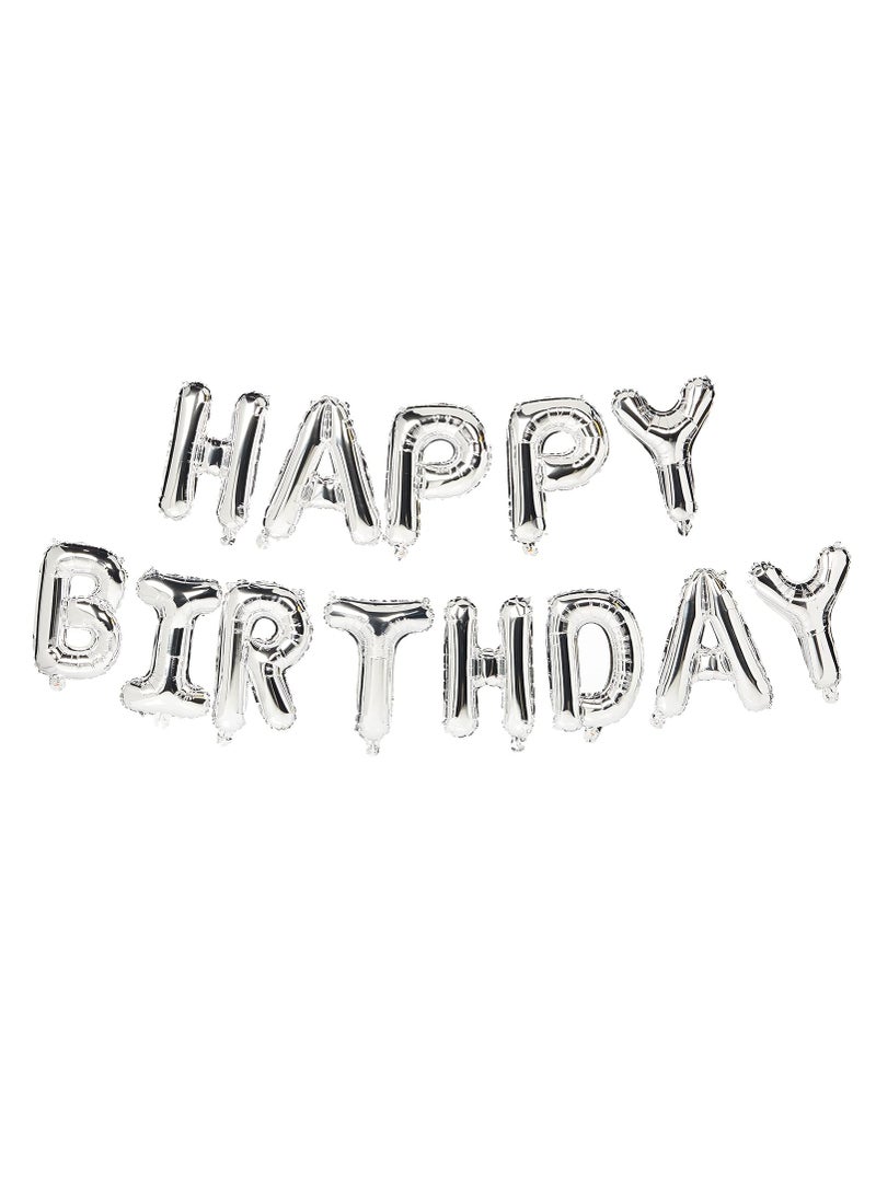 general Happy Birthday Foil Letter Balloons, Silver Alphabet Letters Balloons 16 Inch/40cm. Party Decoration Banner Balloons. - Image 1