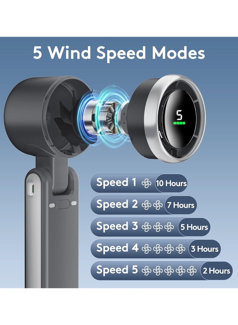 Portable Neck Fan Hands-Free Wearable Personal Bladeless Fan with LED Display & USB Rechargeable Battery – 5 Speed Settings for Outdoor Sports Travel Office - Image 4