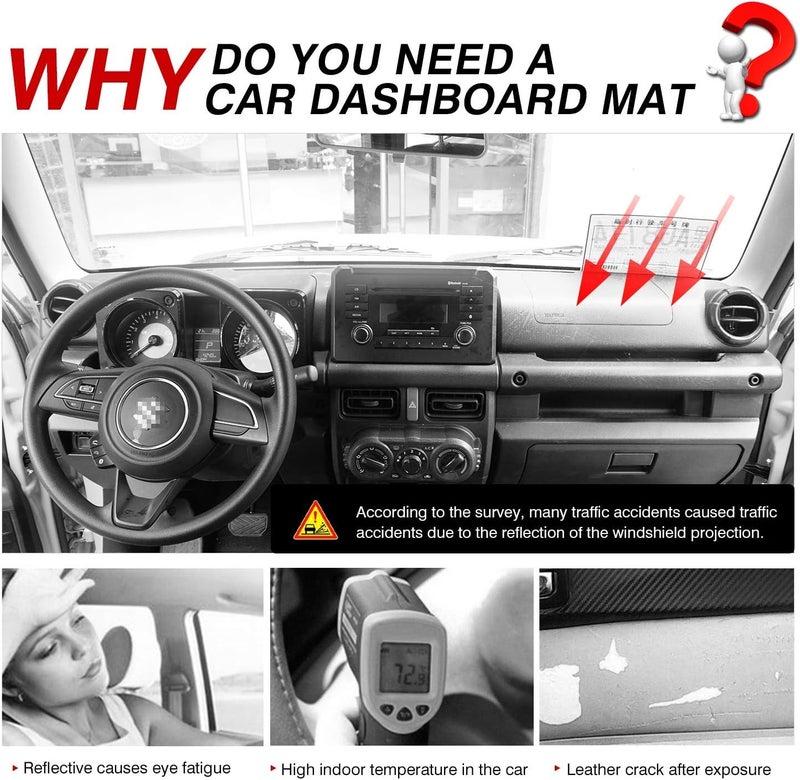 Autorder Compatible with Dashboard Mat Cover Suzuki Jimny 2019-2023 JB64 JB74 Accessories Dash Cover Nonslip Dashboard Mat Protector Sunshade No Glare - Image 2
