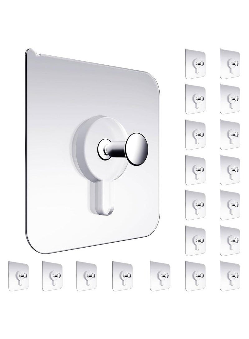 Adhesive Hooks Heavy Duty, 20Pcs Wall Hooks for Hanging, Wall Hangers without Nails, 2 in 1 Screw Free Sticker for Wall Mount Shelf, Waterproof Rustproof Wall Hook for Bathroom Bedroom Picture Hanger  - Image 1