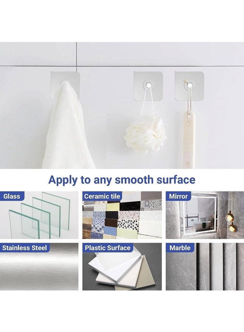 Adhesive Hooks Heavy Duty, 20Pcs Wall Hooks for Hanging, Wall Hangers without Nails, 2 in 1 Screw Free Sticker for Wall Mount Shelf, Waterproof Rustproof Wall Hook for Bathroom Bedroom Picture Hanger  - Image 3