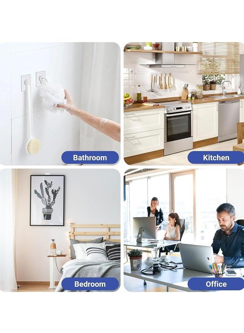 Adhesive Hooks Heavy Duty, 20Pcs Wall Hooks for Hanging, Wall Hangers without Nails, 2 in 1 Screw Free Sticker for Wall Mount Shelf, Waterproof Rustproof Wall Hook for Bathroom Bedroom Picture Hanger  - Image 5