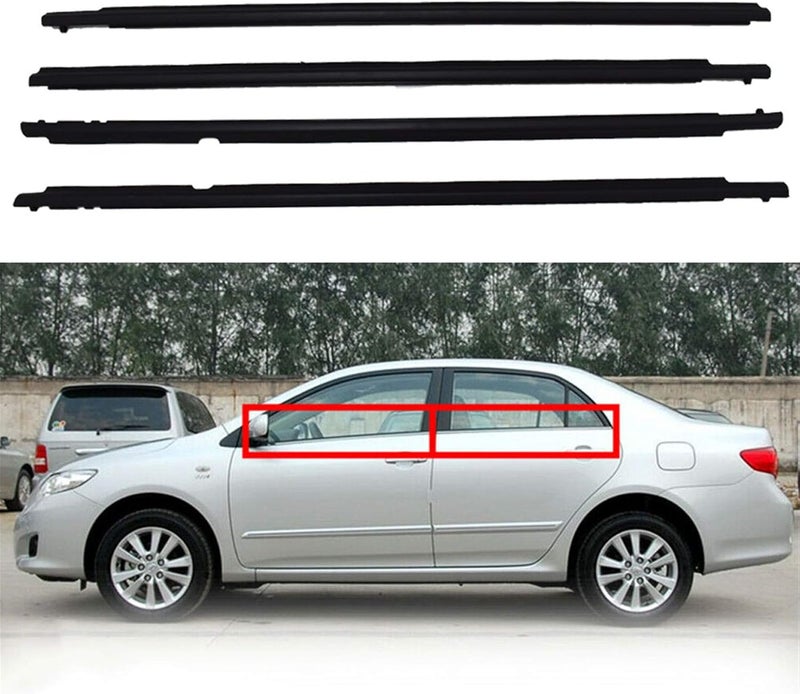 munirater Black Weatherstrip Window Moulding Trim Seal Belt Replacement for 2009-2012 Toyota Corolla - Image 1