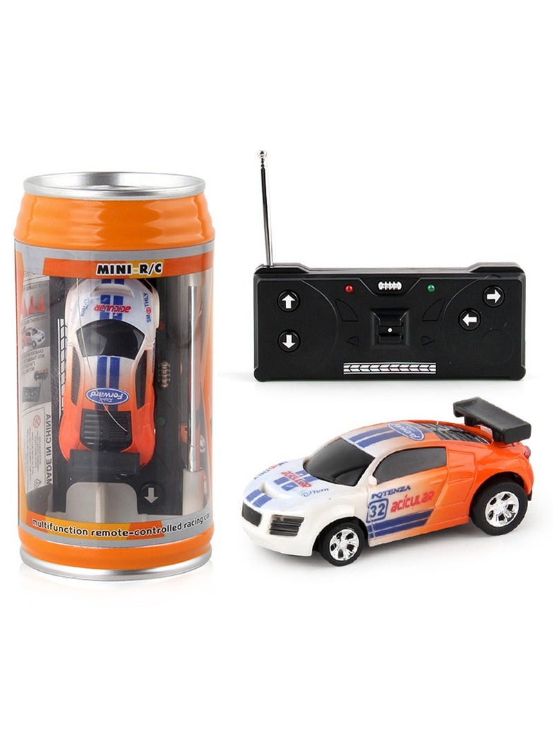 Electric Can Light Remote Control Car Mini Can Four-Way Wireless Remote Control Car Racing Car With Roadblock Toy Car Without Battery (Orange Color) - Image 1