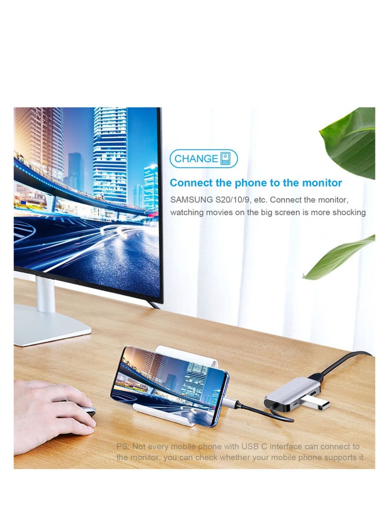 محول USB C إلى HDMI VGA 4 في 1 محول USB C إلى HDMI 4K متعدد المنافذ مع منفذ USB 3.0