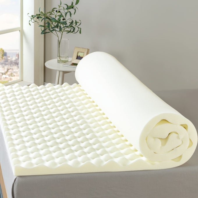 2 INCH COPPER COOLING MEMORY FOAM MATTRESS TOPPER WITH AIRFLOW DESIGN FULL WHITE