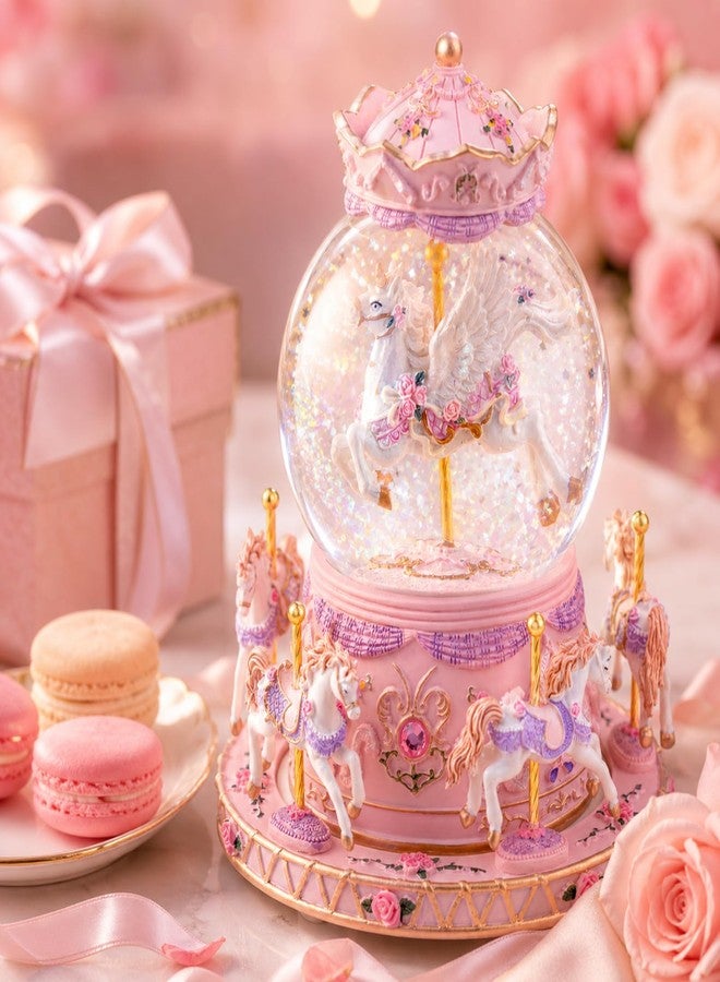 Mr.Winder Unicorn Carousel Snow Globe Music Box, Plays You are My Sunshine, Rotating Horse Musical Snow Globe Gift for Daughter Girls Women, Birthday Christmas for Wife Sister Friend - Image 3