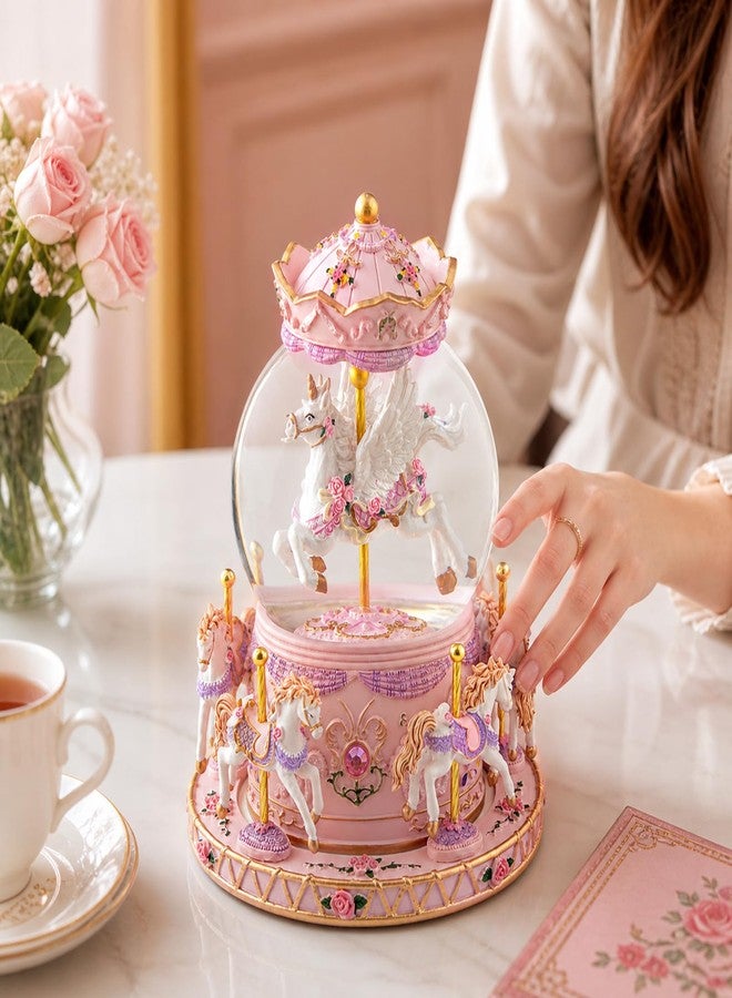 Mr.Winder Unicorn Carousel Snow Globe Music Box, Plays You are My Sunshine, Rotating Horse Musical Snow Globe Gift for Daughter Girls Women, Birthday Christmas for Wife Sister Friend - Image 4
