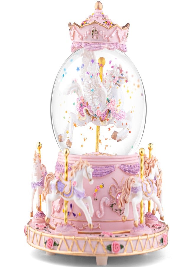 Mr.Winder Unicorn Carousel Snow Globe Music Box, Plays You are My Sunshine, Rotating Horse Musical Snow Globe Gift for Daughter Girls Women, Birthday Christmas for Wife Sister Friend - Image 1