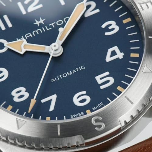 Hamilton Watch Khaki Field Expedition Auto | Swiss Made | 37mm Stainless Steel Case | Blue Dial Analog Watch | Brown Leather Strap (Model: H70225540) - Image 2