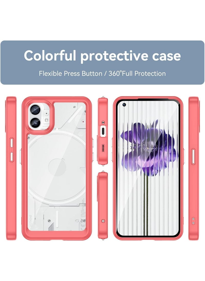GOLDEN MASK - GOLDEN MASK For Nothing Phone 1 Transparent Case With Frame- (Red) - Image 1