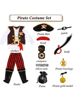 G.C Pirate Costume For Kids Pretend Role Play Dress Up Party Favors Deluxe Toys Gift Pirate Set For Children Toddler (5 6 Years)  - Image 3