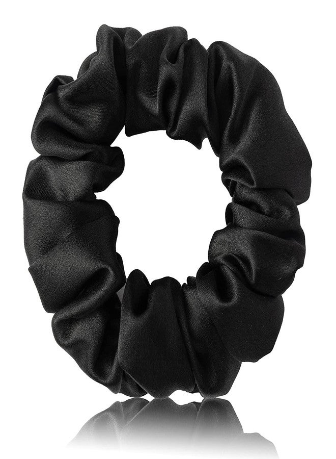 Big Box Zipper Scrunchies Hair Tie Set Ponytail Holder Satin Rubber Bands For Hair For Women Girls Hair Accessories Set of 6 (Black) - Image 4