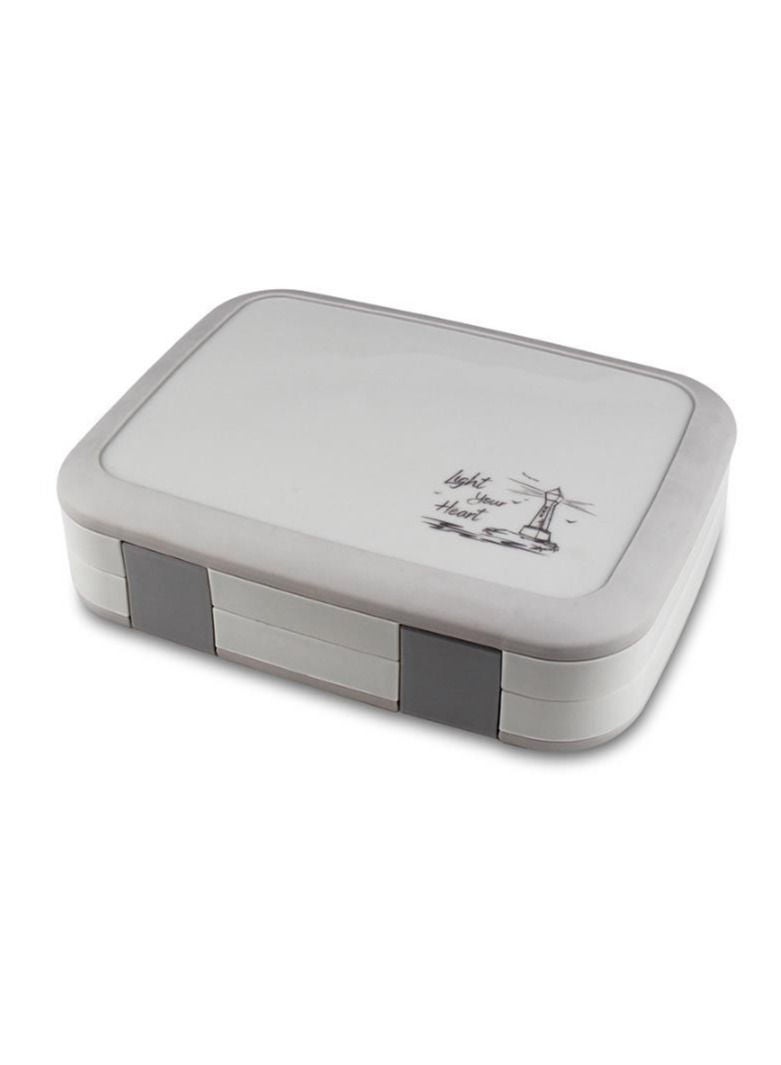 XiuWoo 5 - Compartment Lunch Box Plastic Sealed Split Compartment Bento Lunch Box - Grey  - Image 3