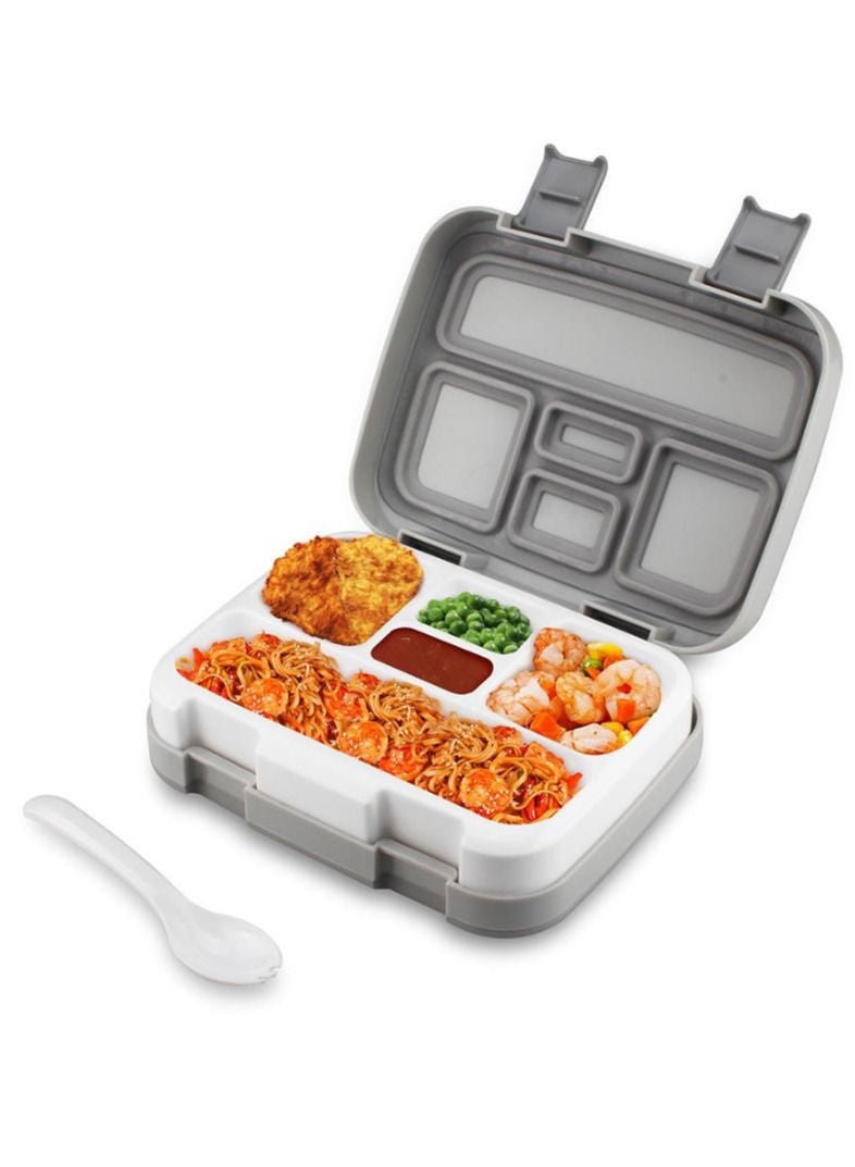 XiuWoo 5 - Compartment Lunch Box Plastic Sealed Split Compartment Bento Lunch Box - Grey  - Image 1
