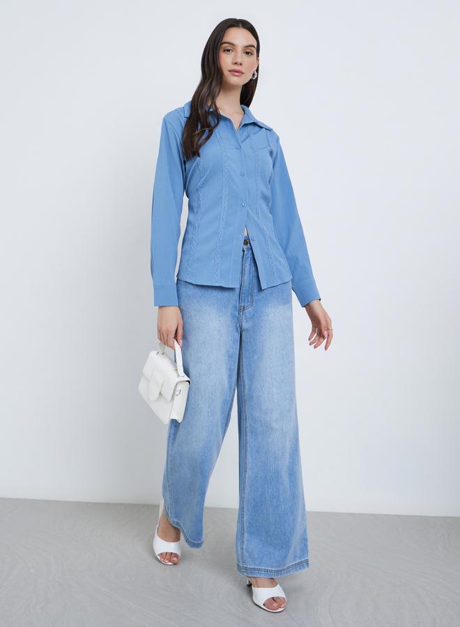 تايك تو بلوزة سادة بتفاصيل أزرار - Image 2