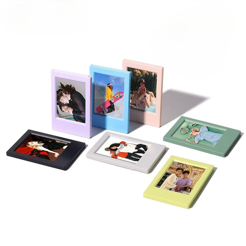 5 Pcs Multicolored Mini Photo Frames Set Rectangular 3 Inch PC Plastic Horizontal Orientation Instant Film Compatible Desktop Mounting Classic Style Home And Kitchen Decor Album Additions - Image 4