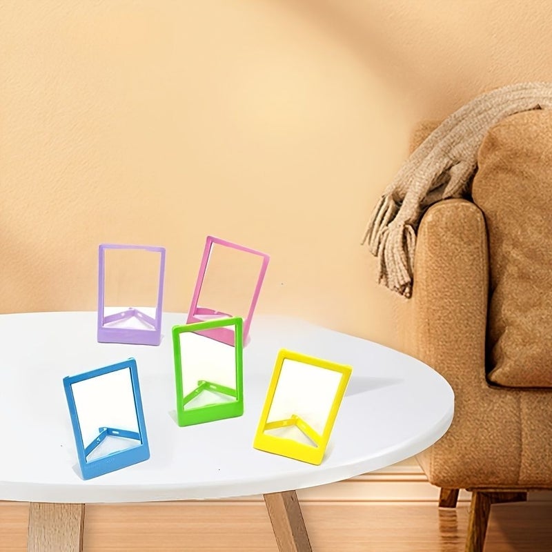 5 Pcs Multicolored Mini Photo Frames Set Rectangular 3 Inch PC Plastic Horizontal Orientation Instant Film Compatible Desktop Mounting Classic Style Home And Kitchen Decor Album Additions - Image 1