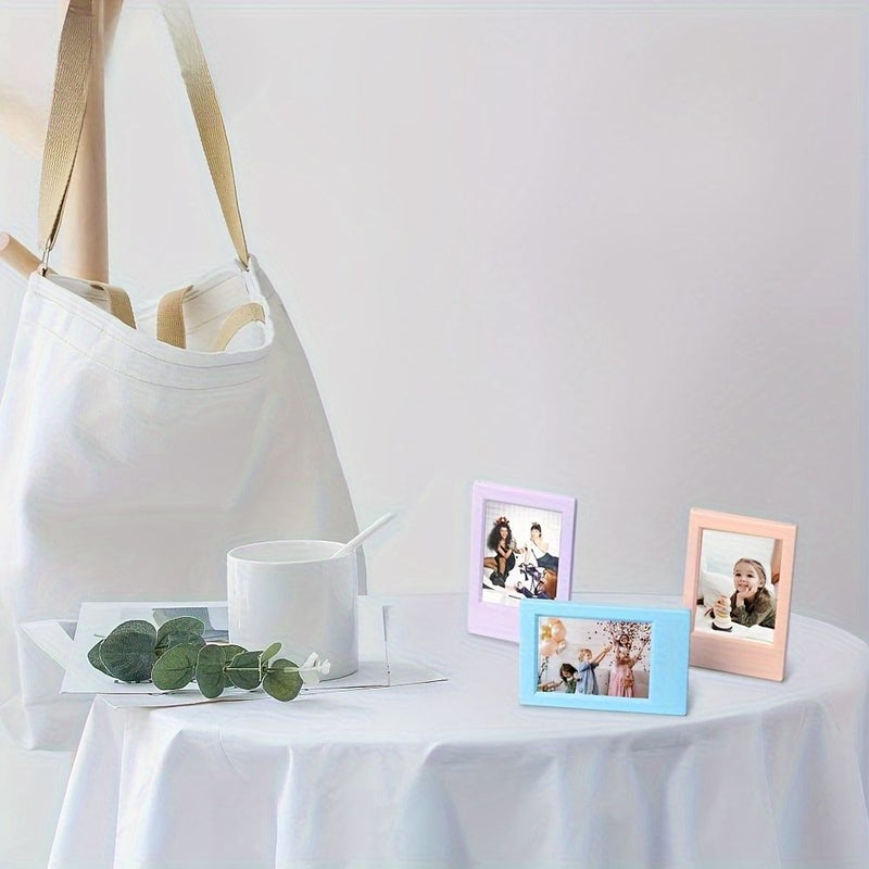 5 Pcs Multicolored Mini Photo Frames Set Rectangular 3 Inch PC Plastic Horizontal Orientation Instant Film Compatible Desktop Mounting Classic Style Home And Kitchen Decor Album Additions - Image 5