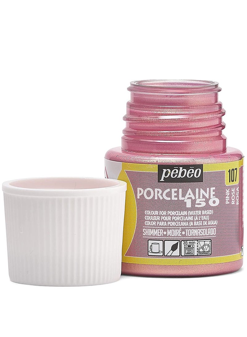 Pebeo Porcelaine 150 Ceramic Paint 45-Milliliter Bottle, Shimmer Pink - Image 2