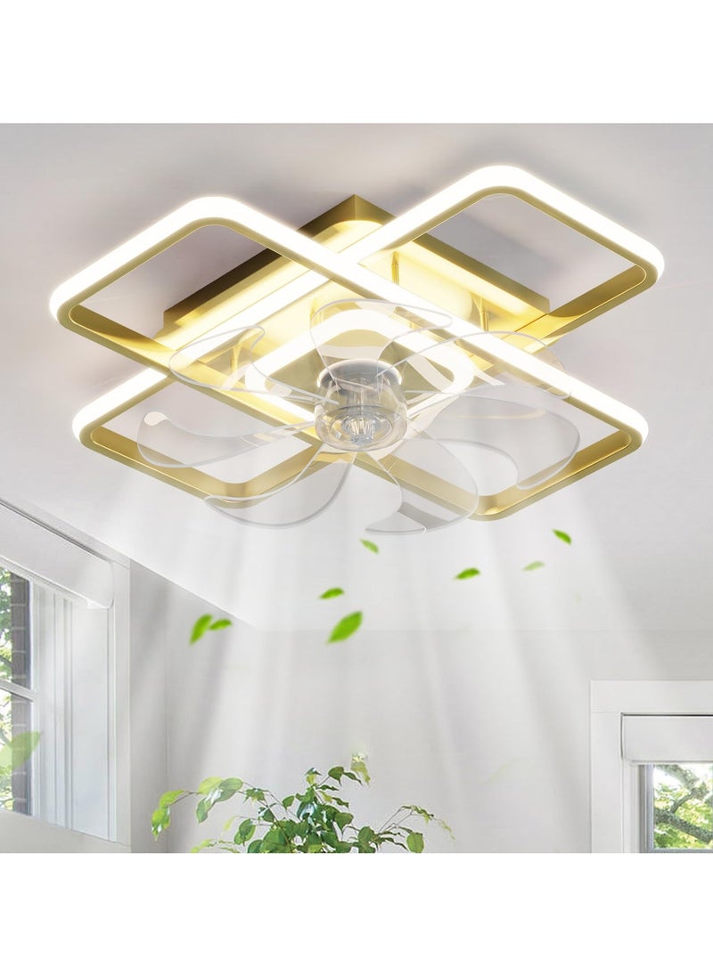 Ganeed Ganeed Gold 75W Ceiling Fans with Light Small Ceiling Fan Light Fixture Modern Ceiling Lighting Fan for Bedroom Dining Room Kitchen  - Image 1