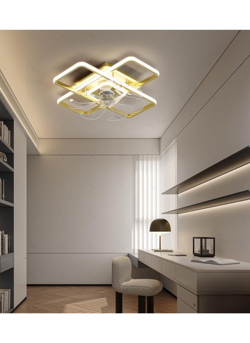 Ganeed Ganeed Gold 75W Ceiling Fans with Light Small Ceiling Fan Light Fixture Modern Ceiling Lighting Fan for Bedroom Dining Room Kitchen  - Image 2