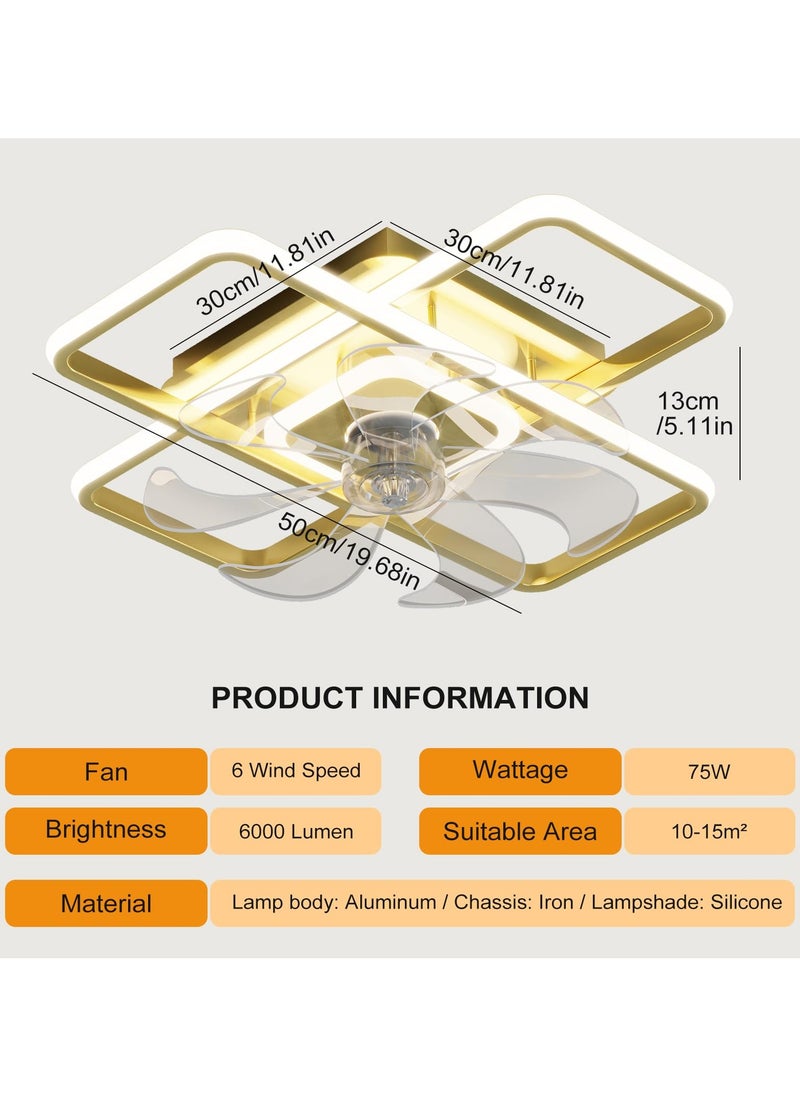 Ganeed Ganeed Gold 75W Ceiling Fans with Light Small Ceiling Fan Light Fixture Modern Ceiling Lighting Fan for Bedroom Dining Room Kitchen  - Image 3