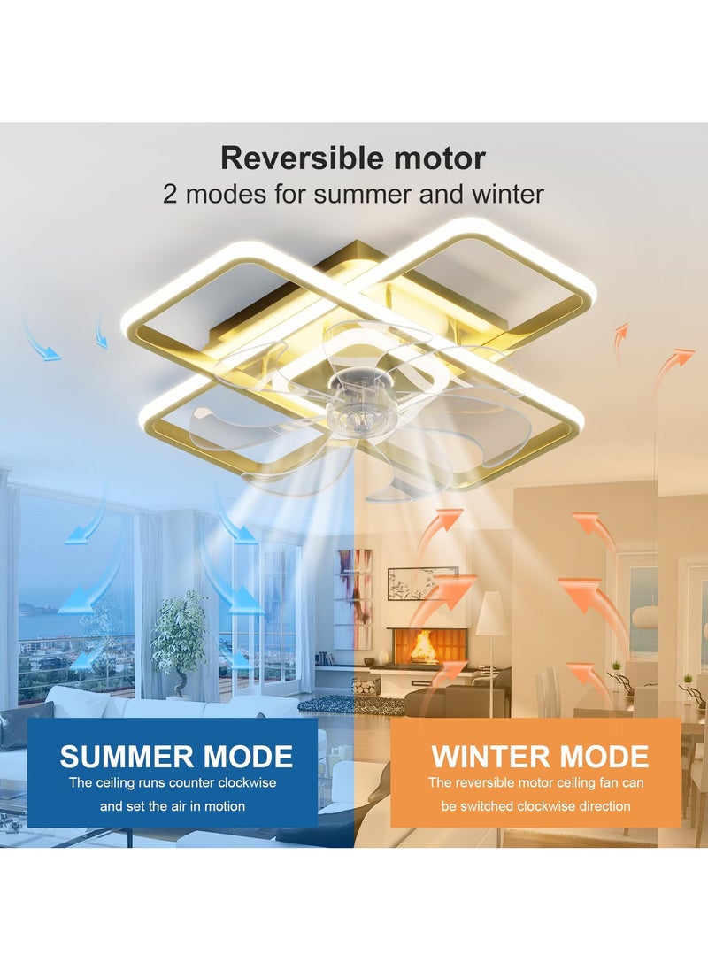 Ganeed Ganeed Gold 75W Ceiling Fans with Light Small Ceiling Fan Light Fixture Modern Ceiling Lighting Fan for Bedroom Dining Room Kitchen  - Image 5