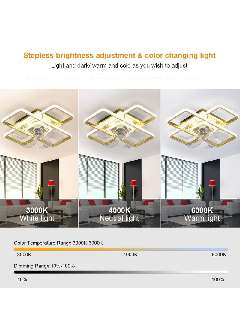 Ganeed Ganeed Gold 75W Ceiling Fans with Light Small Ceiling Fan Light Fixture Modern Ceiling Lighting Fan for Bedroom Dining Room Kitchen  - Image 4