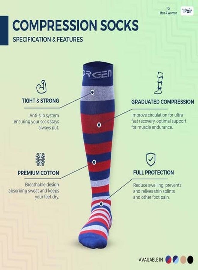 Sorgen Cotton Compression Socks - Men & Women Travel & Flight Socks, Leg Pain Relief (Red_Medium) - Image 3