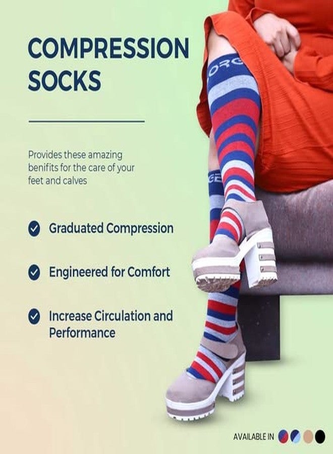 Sorgen Cotton Compression Socks - Men & Women Travel & Flight Socks, Leg Pain Relief (Red_Medium) - Image 2