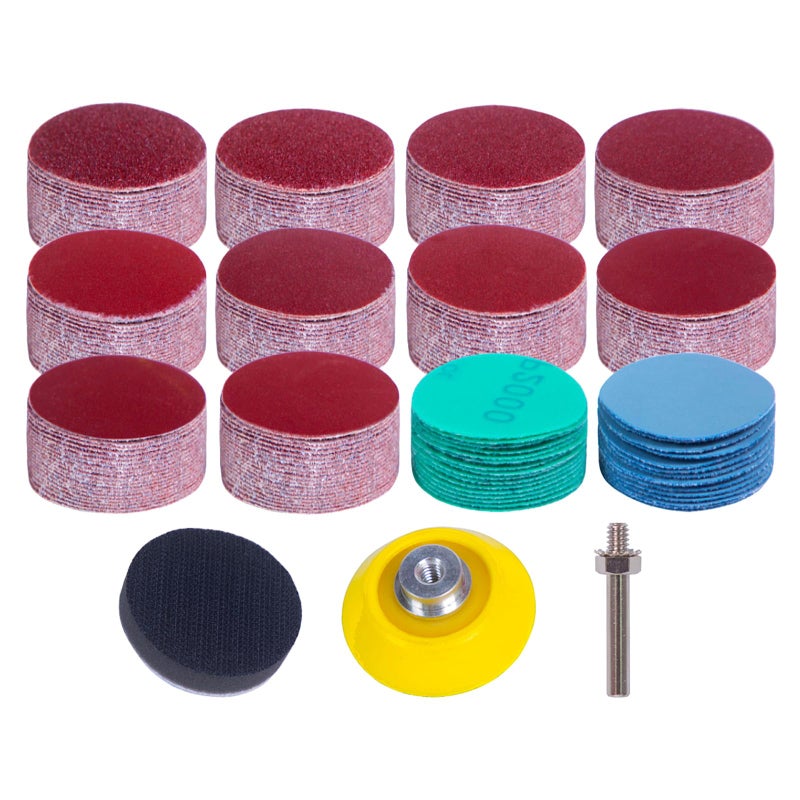 STEBRUAM 240 Pcs Sanding Discs 50mm,2 Inch Velcro Sanding Pads with 1 Pc 1/4 Inch Shank Backing Pad and 1 Pc Soft Foam Buffering Pad 60 80 120 180 240 320 400 600 800 1000 2000 3000 Grit - Image 1