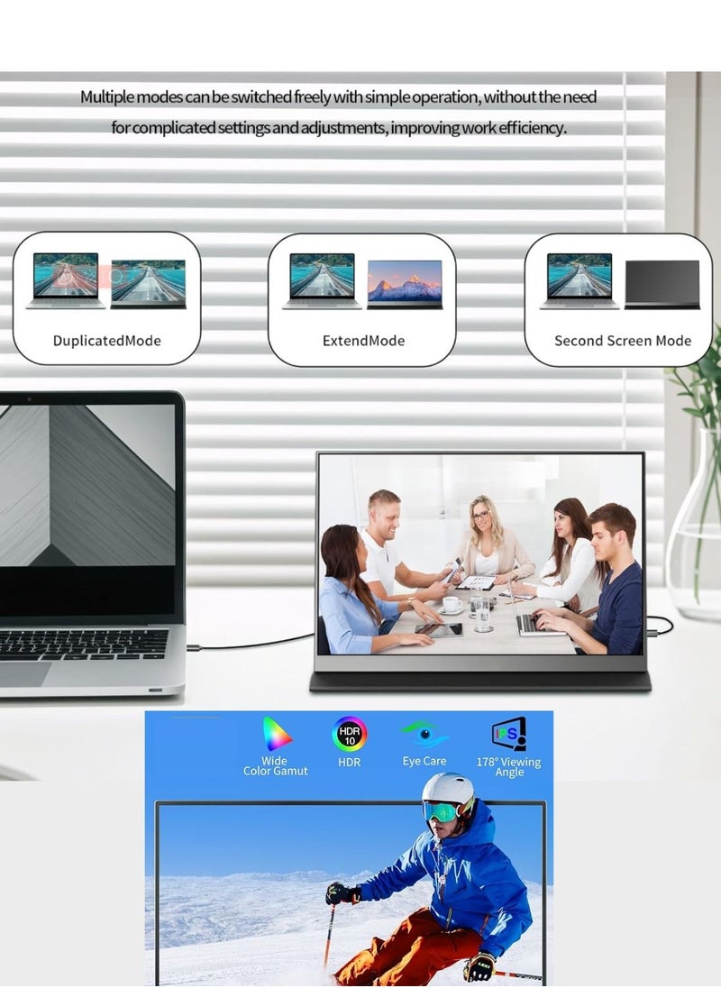 besrey  - Portable Monitor for Laptop, 12.2'' FHD Laptop Monitor Extender USB-C/HDMI, Travel Monitor Plug&Play Laptop Screen/Smart Cover, External Monitor for Laptop/Windows/Mac/Surface/Android/Switch - Image 1