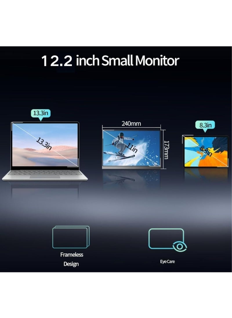 besrey  - Portable Monitor for Laptop, 12.2'' FHD Laptop Monitor Extender USB-C/HDMI, Travel Monitor Plug&Play Laptop Screen/Smart Cover, External Monitor for Laptop/Windows/Mac/Surface/Android/Switch - Image 1