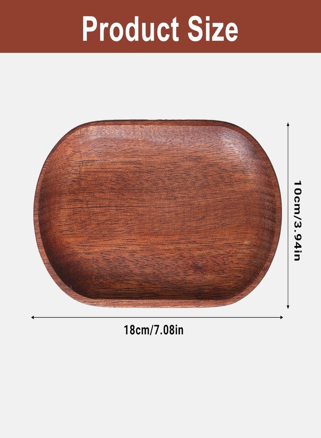 Xyembu 4 x 7.5 inch Small Solid Wood Serving Trays of Natural Ebony Wood with Edge, Mini Wooden Platters, Wood Counter Plates, Rectangle Wooden Trays Avoid Sliding and Spilling Food for Tea Coffee Kitchen - Image 2