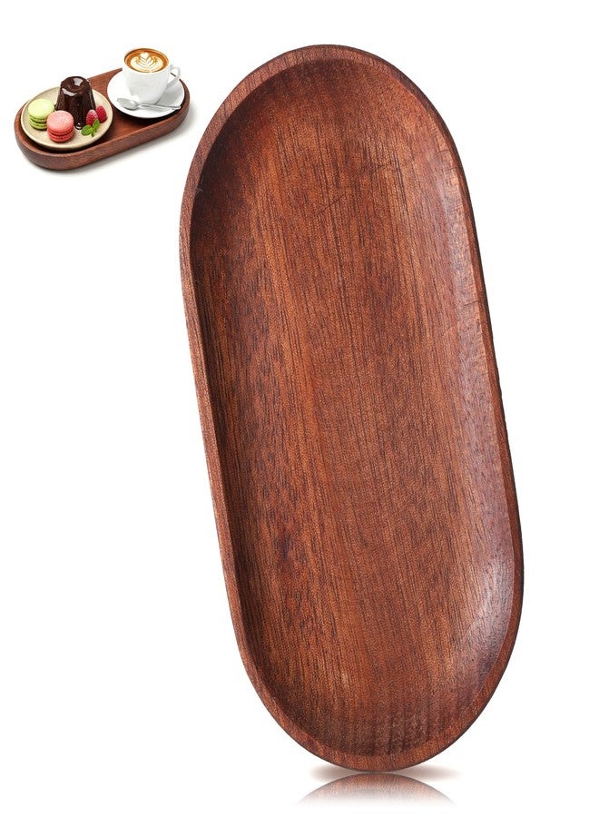Xyembu 4 x 7.5 inch Small Solid Wood Serving Trays of Natural Ebony Wood with Edge, Mini Wooden Platters, Wood Counter Plates, Rectangle Wooden Trays Avoid Sliding and Spilling Food for Tea Coffee Kitchen - Image 1