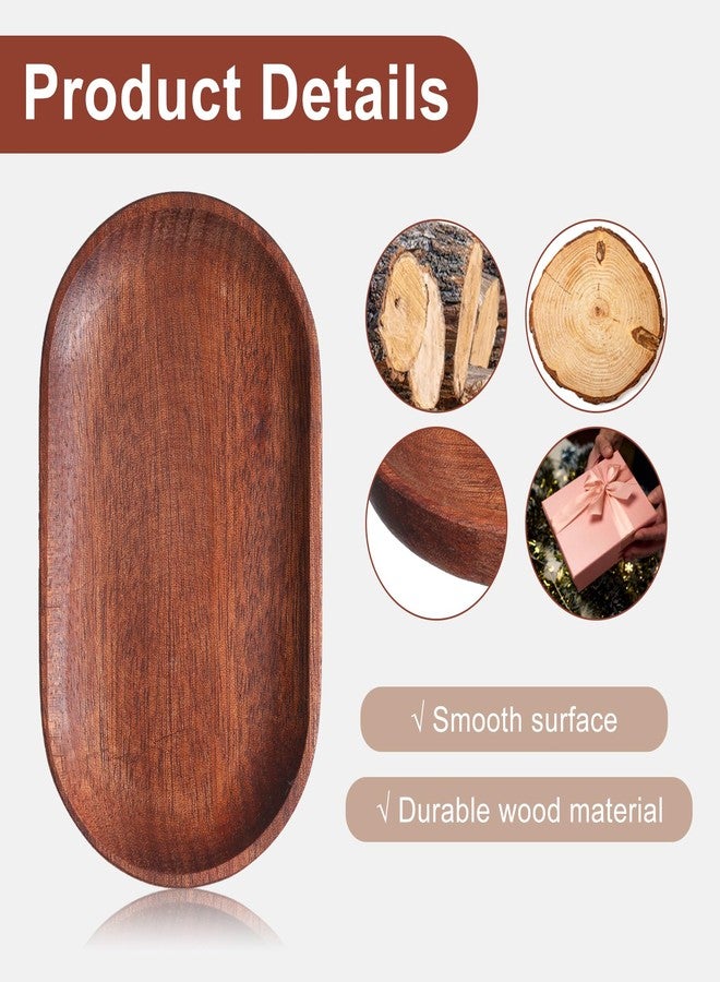 Xyembu 4 x 7.5 inch Small Solid Wood Serving Trays of Natural Ebony Wood with Edge, Mini Wooden Platters, Wood Counter Plates, Rectangle Wooden Trays Avoid Sliding and Spilling Food for Tea Coffee Kitchen - Image 4