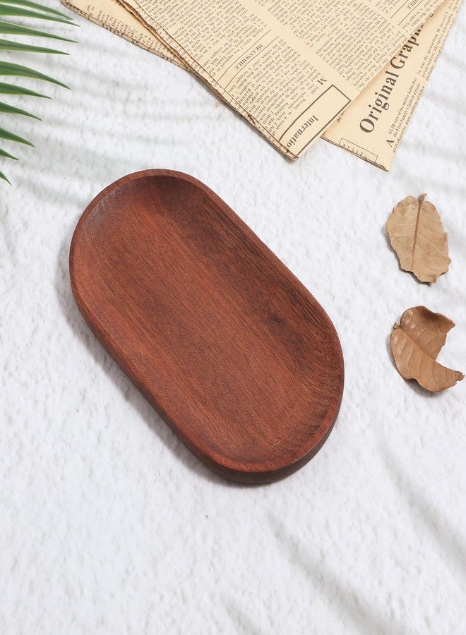 Xyembu 4 x 7.5 inch Small Solid Wood Serving Trays of Natural Ebony Wood with Edge, Mini Wooden Platters, Wood Counter Plates, Rectangle Wooden Trays Avoid Sliding and Spilling Food for Tea Coffee Kitchen - Image 5