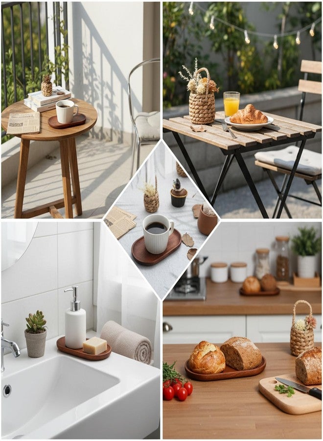 Xyembu 4 x 7.5 inch Small Solid Wood Serving Trays of Natural Ebony Wood with Edge, Mini Wooden Platters, Wood Counter Plates, Rectangle Wooden Trays Avoid Sliding and Spilling Food for Tea Coffee Kitchen - Image 3