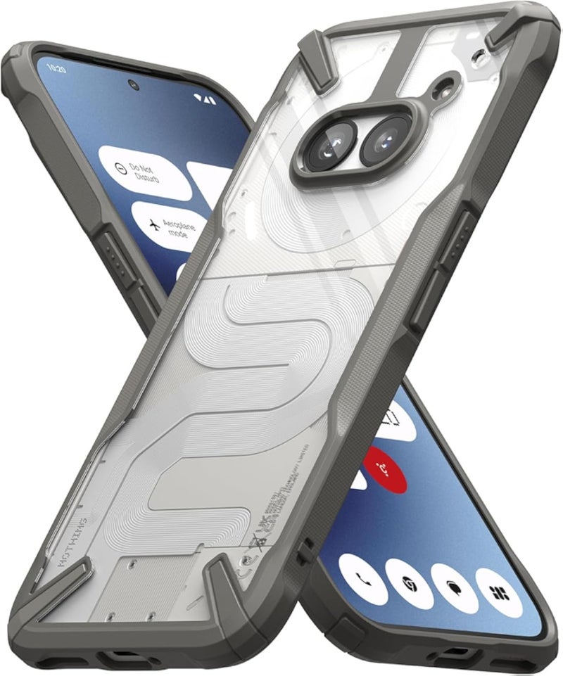 جراب Ringke Fusion-X متوافق مع هاتف Nothing (2a) الهجين، شفاف، مقاوم للصدمات، رمادي