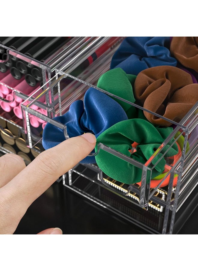 Noverlife 3 Drawers Hair Accessories Organizer, Clear Acrylic Hair Ties Desktop Craft Drawer Cabinet, Hair Claws Desk Organizer Storage Containers Box With Pull-Out Drawer For Bathroom Closet Office  - Image 3