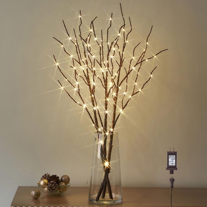 LIGHTED BROWN WILLOW BRANCHES 30IN 150 LED PLUG IN WITH TIMER AND DIMMER TREE BRANCH LIGHTS WITH WARM WHITE LIGHTS FOR HOLIDAY CHRISTMAS HOME DECORATION