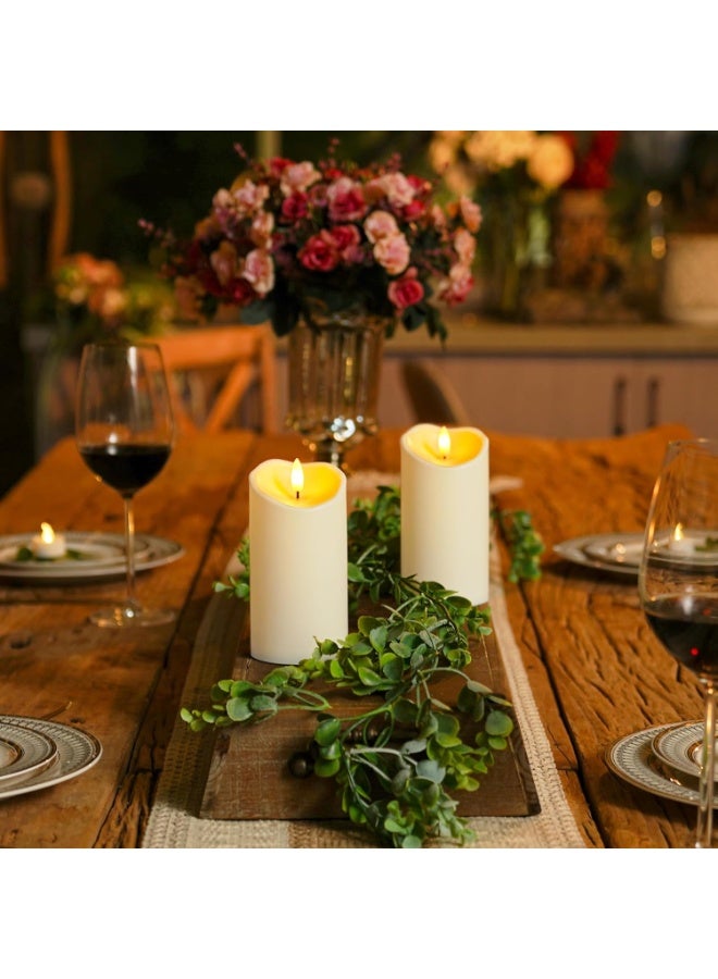 7.6 cm x 15 cm Outdoor Waterproof Flameless Candles, Flickering LED Pillar Candles, Battery Operated Candles with Remote Control and Timer, Fake Plastic Candles, Ivory, Set of 2 - Image 5