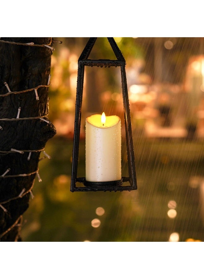 7.6 cm x 15 cm Outdoor Waterproof Flameless Candles, Flickering LED Pillar Candles, Battery Operated Candles with Remote Control and Timer, Fake Plastic Candles, Ivory, Set of 2 - Image 2