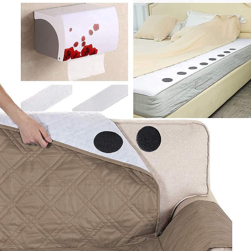 SINGH INDUSTRIES SINGH INDUSTRIES Interlocking Hook Tape Stickers for Carpets Mats Rugs Bed Sheets Pillows Sofa Mattress Couch Blankets 2inch5cm Non Slip Velvet Loop Pack of 5  - Image 2