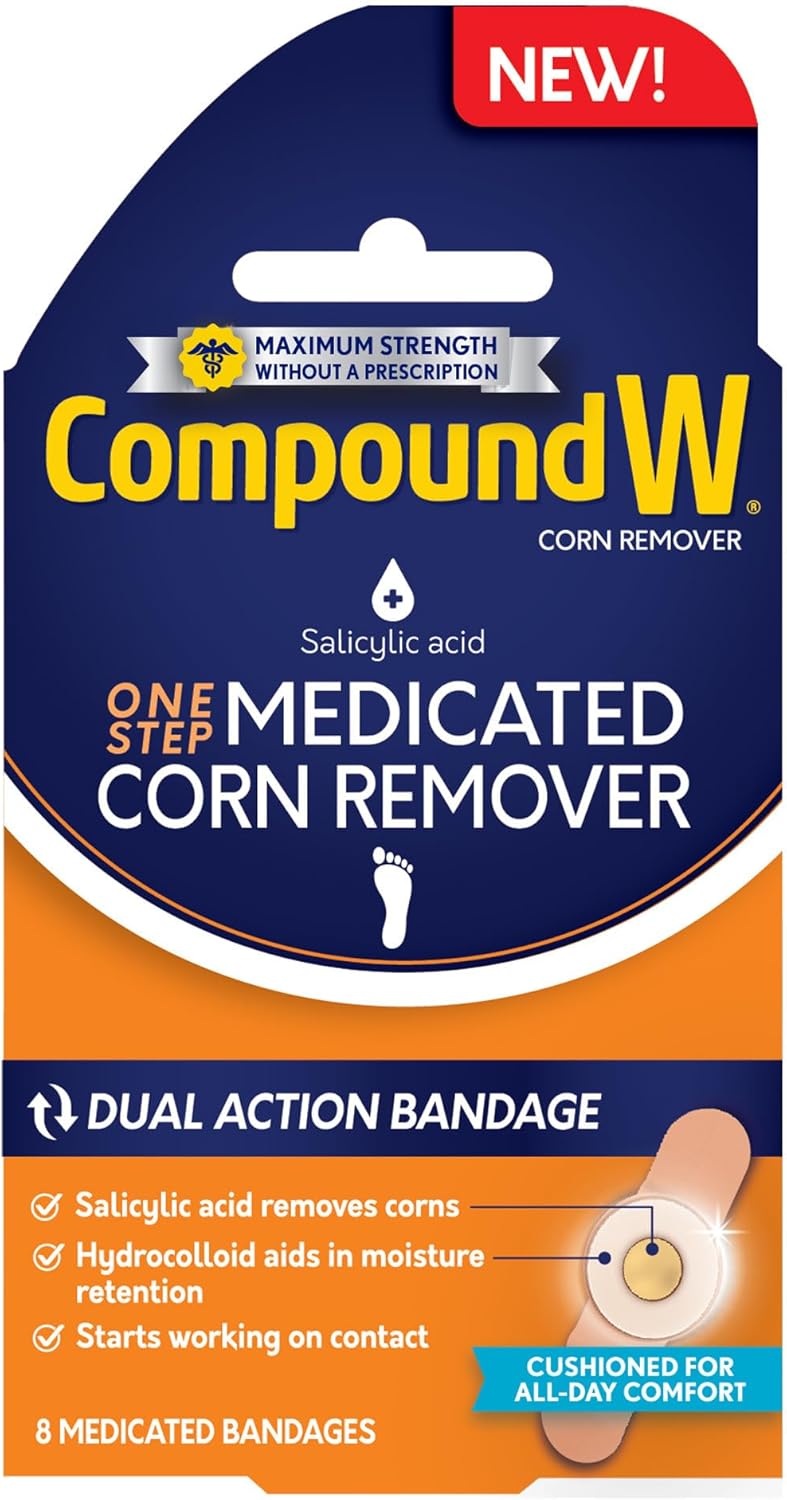 Compound W One Step Medicated Corn Remover Hydrocolloid Corn Pads with Salicylic Acid, 8 Count - Image 1